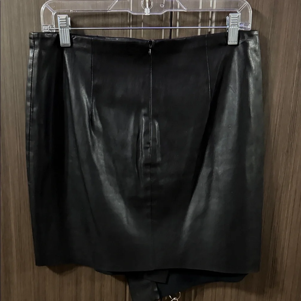 Zara‎ Black Faux Leather Asymmetric Mini Skirt